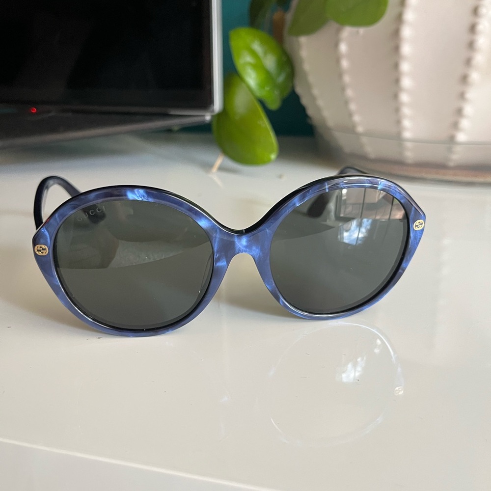 Gucci Navy Mother Of Pearl Swirl Sunglasses